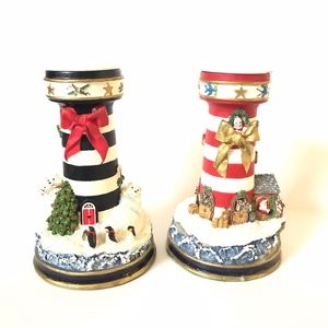 Danbury Mint Lighthouse Candlesticks Polar Lights